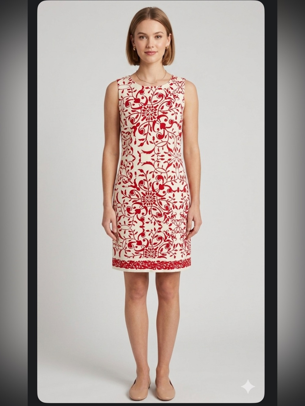 J. McLaughlin Red Floral Sheath Dress on Cream